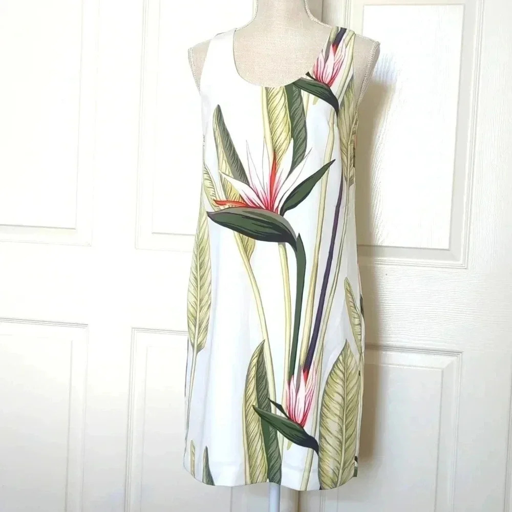 Ann Taylor Tropical Bird of Paradise Floral sleeveless Dress - Picture 2 of 7
